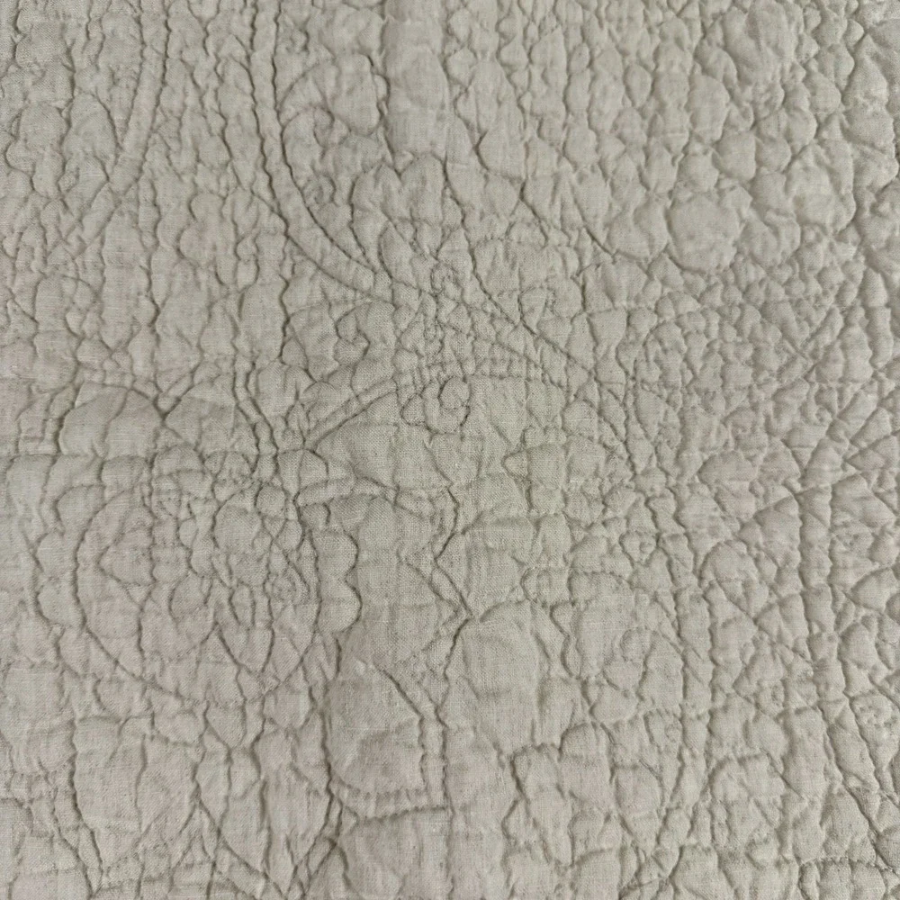 Pottery Barn Euro Sham 100% Linen Front Embroidered Floral Cottage Boho‎ Flaw